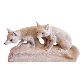 Vinsare Sèvres Ceramic Fox Pair