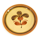 Gien round dish, Fuego model, vintage 1970s - Yellow, ochre, brown color.