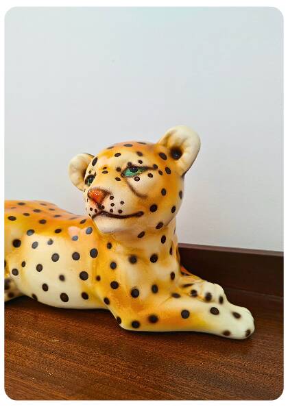 Jeune léopard en céramique italienne vintage – Années 1970