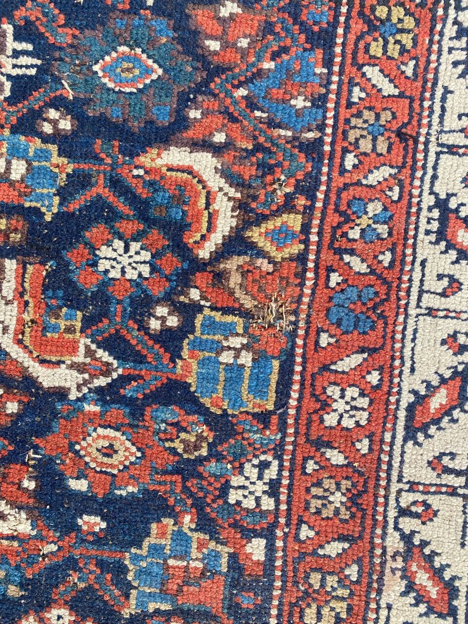 Handmade old Kurdish Persian carpet 135x276 cm
