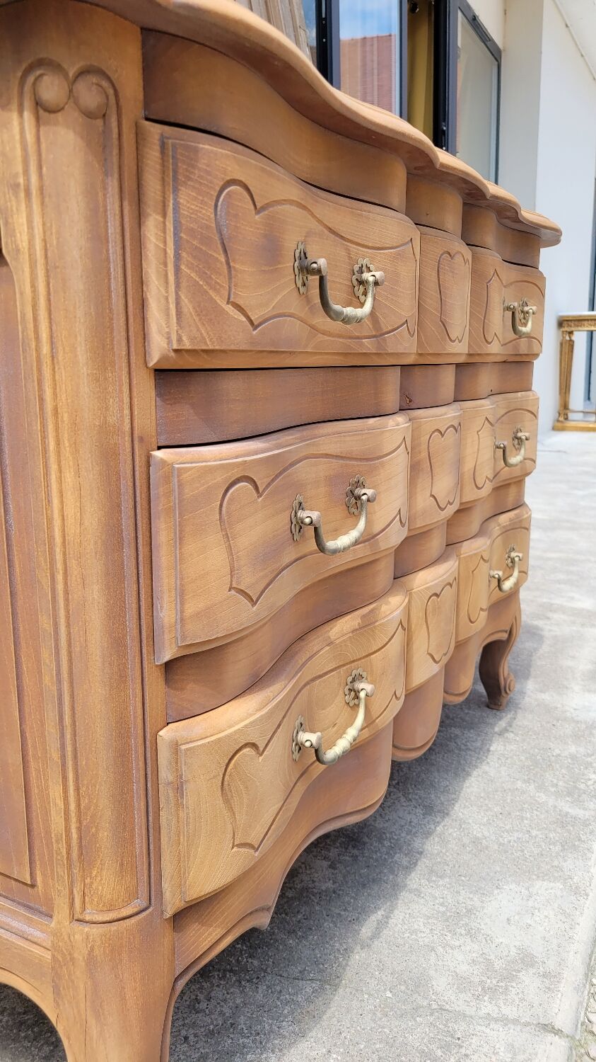 Louis xv style chest of drawers in pickled cherry
