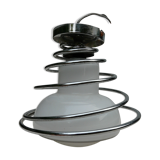 Ceiling light art deco metal chrome and opaline