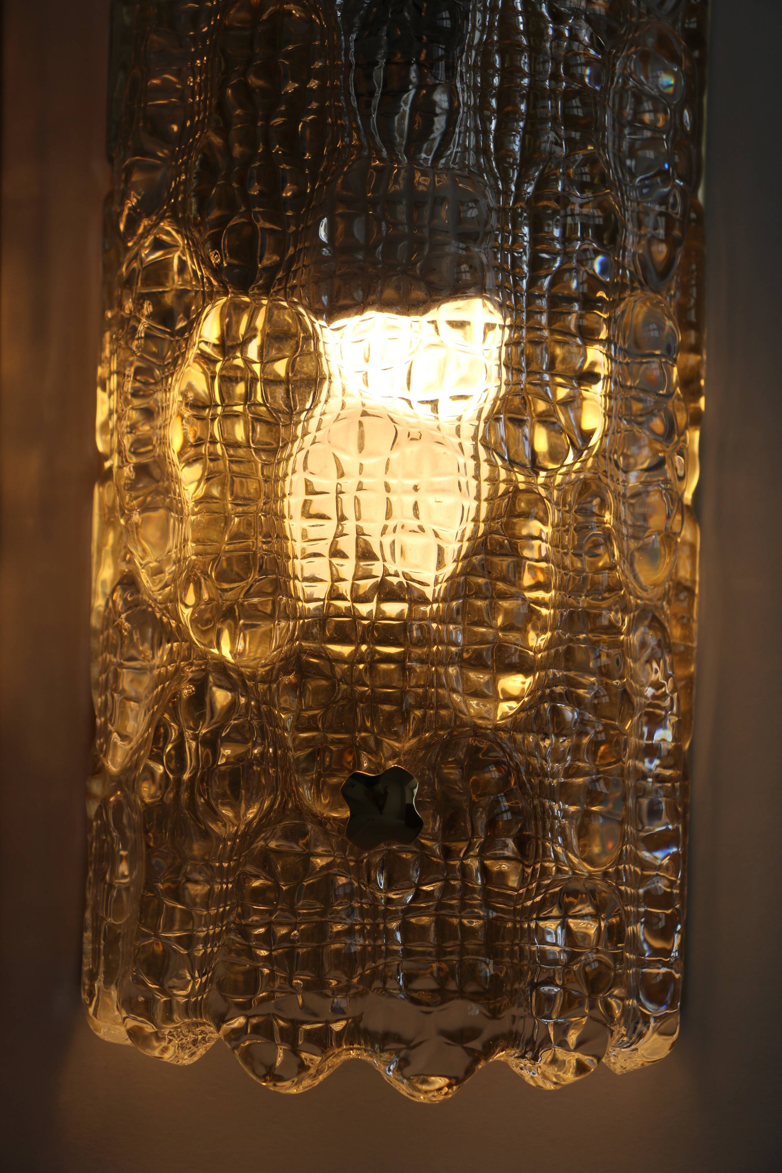 Pair of glass and brass wall lights by Carl Fagerlund for Orrefors.