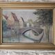 Oil on Canvas Landscape The Old Canals of Bruges - Signed Glossier