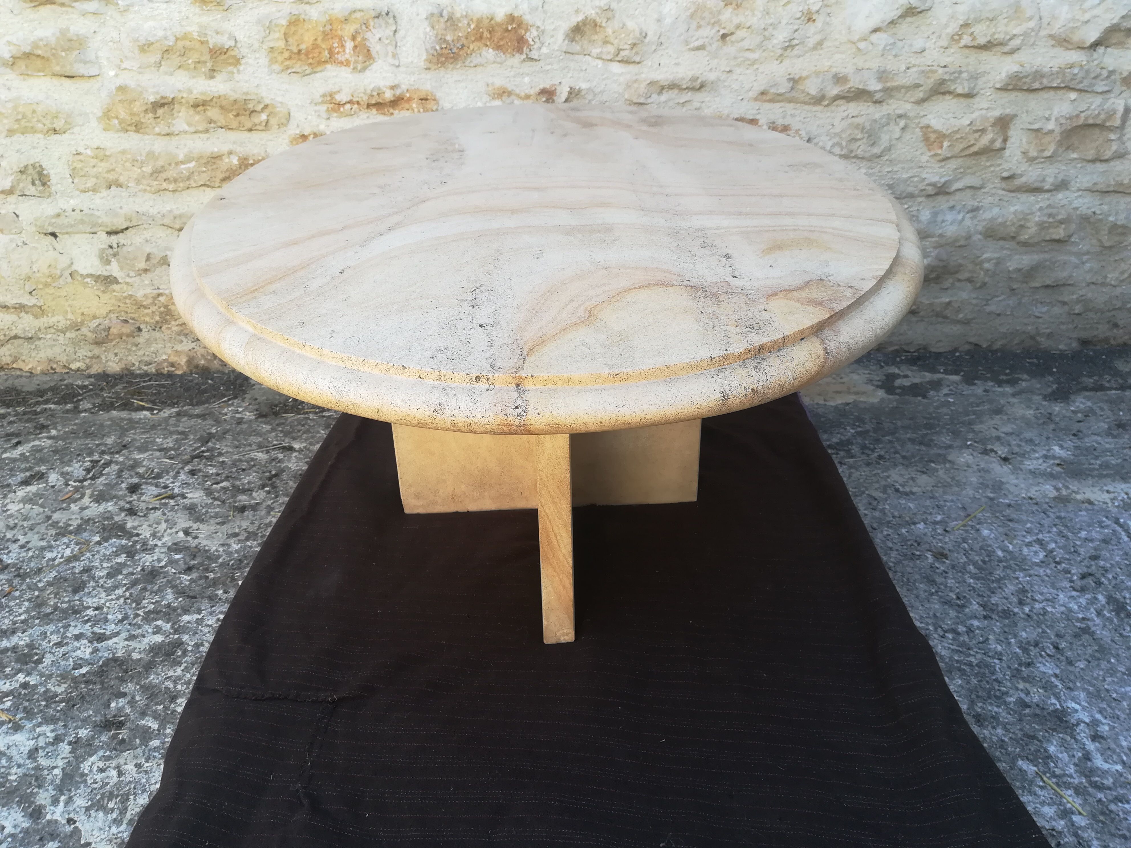 Natural travertine coffee table