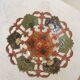 Vintage Brass Pedestal Bowl: Floral Motif, Red Blue Green Painted
