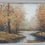 Tableau ancien "paysage d'automne" France milieu XXème