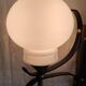 Opaline double globe wall lamp, wrought iron and brass - 50s/60s