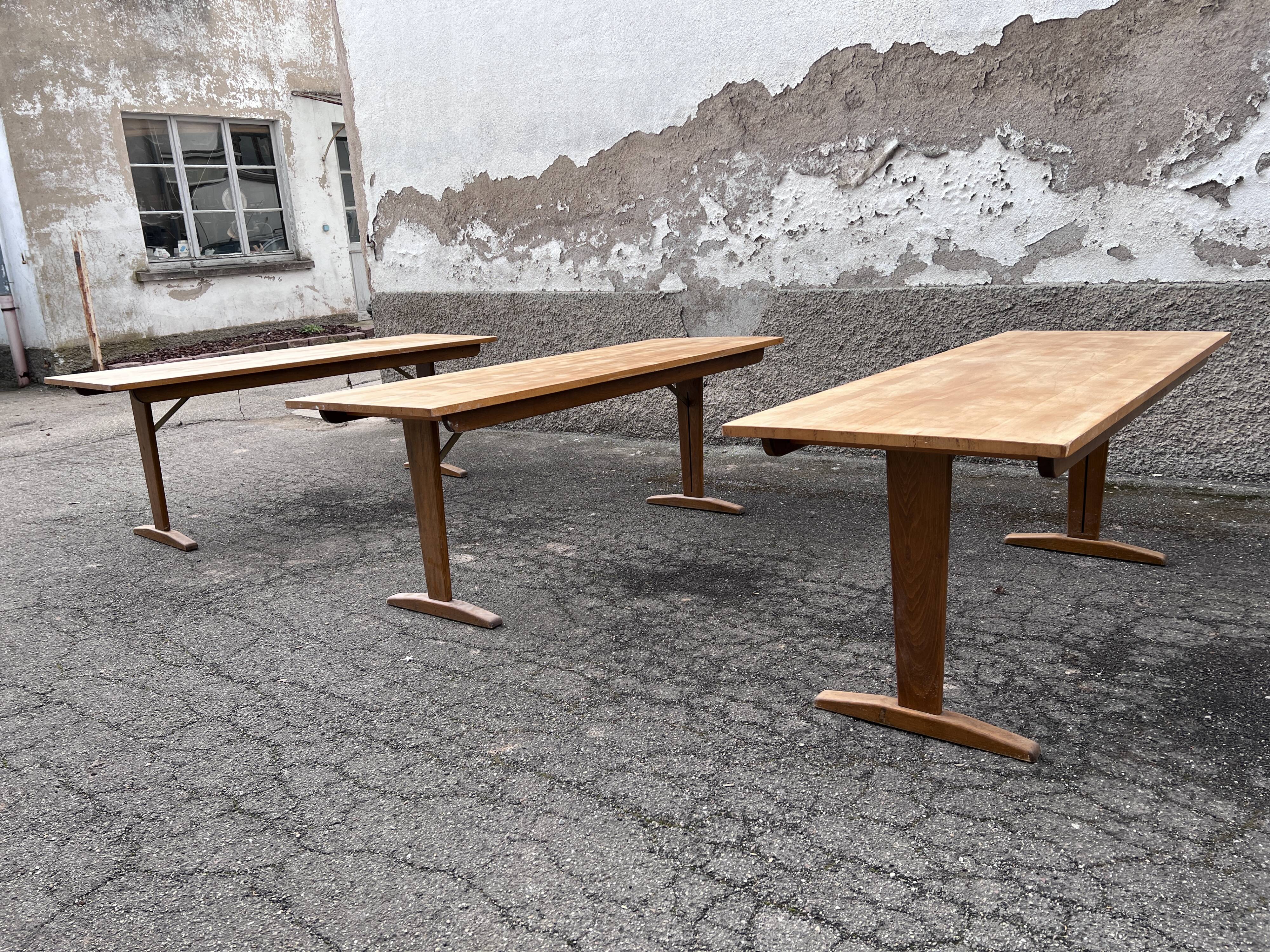 Trio de table bistrot vintage pliante 1950