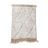 Moroccan Berber carpet blessed ouarain ecru plain with engraved diamonds 170x109cm