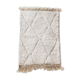 Tapis berbère marocain béni ouarain écru uni à losanges gravés 170x109cm