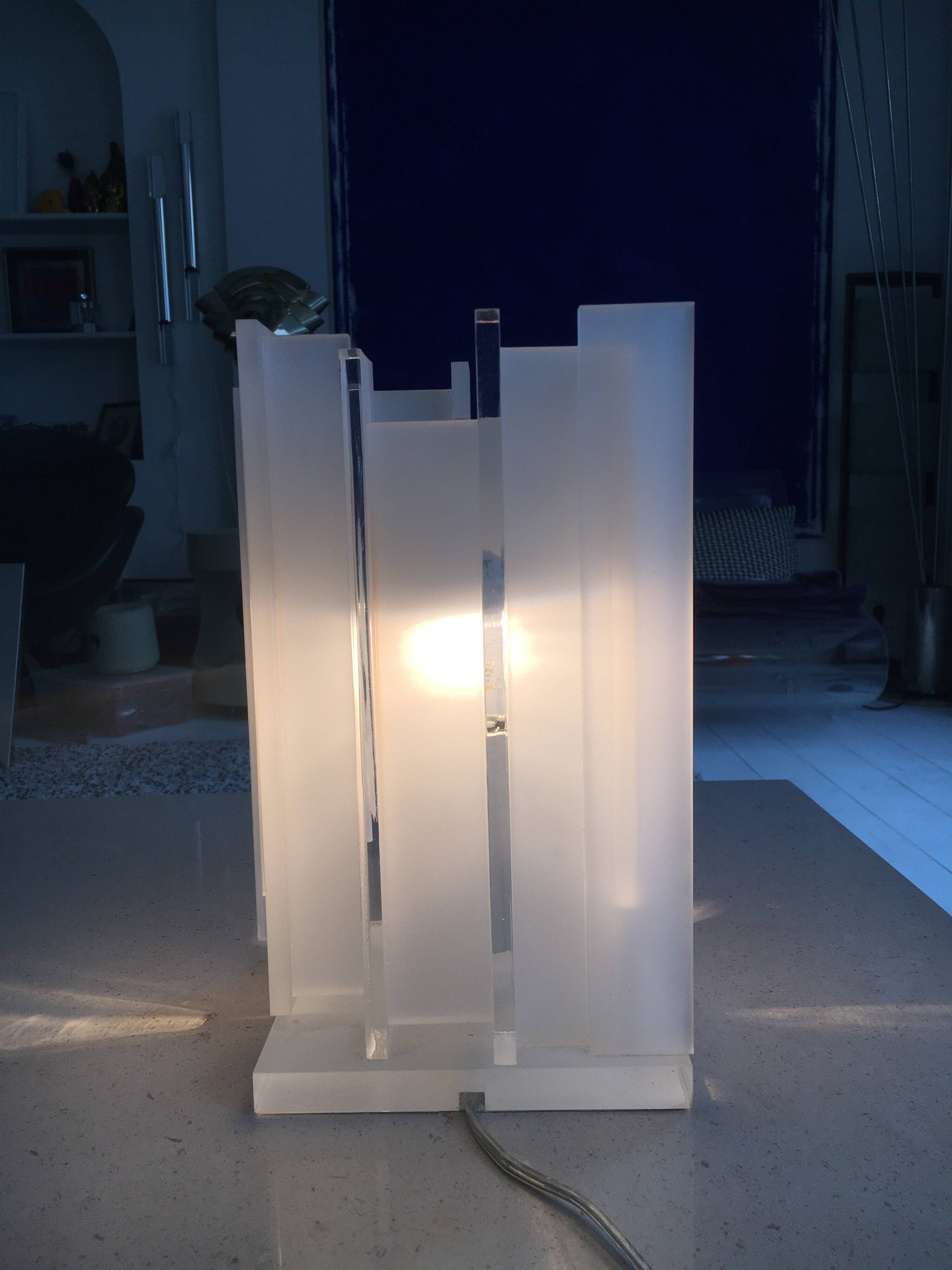Gerhard Berg. Table lamp, "berg table", northern lighting, 1990s/2000s, plexiglass.
