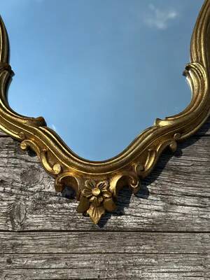 Louis XV style mirror in vintage gold composite 70'S 42x68cm
