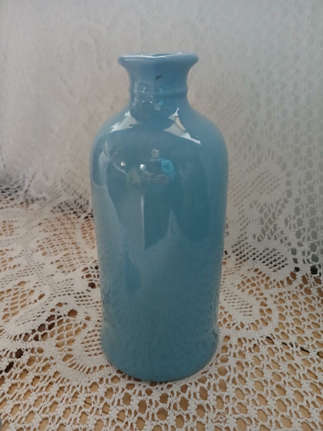 Blue ceramic bottle