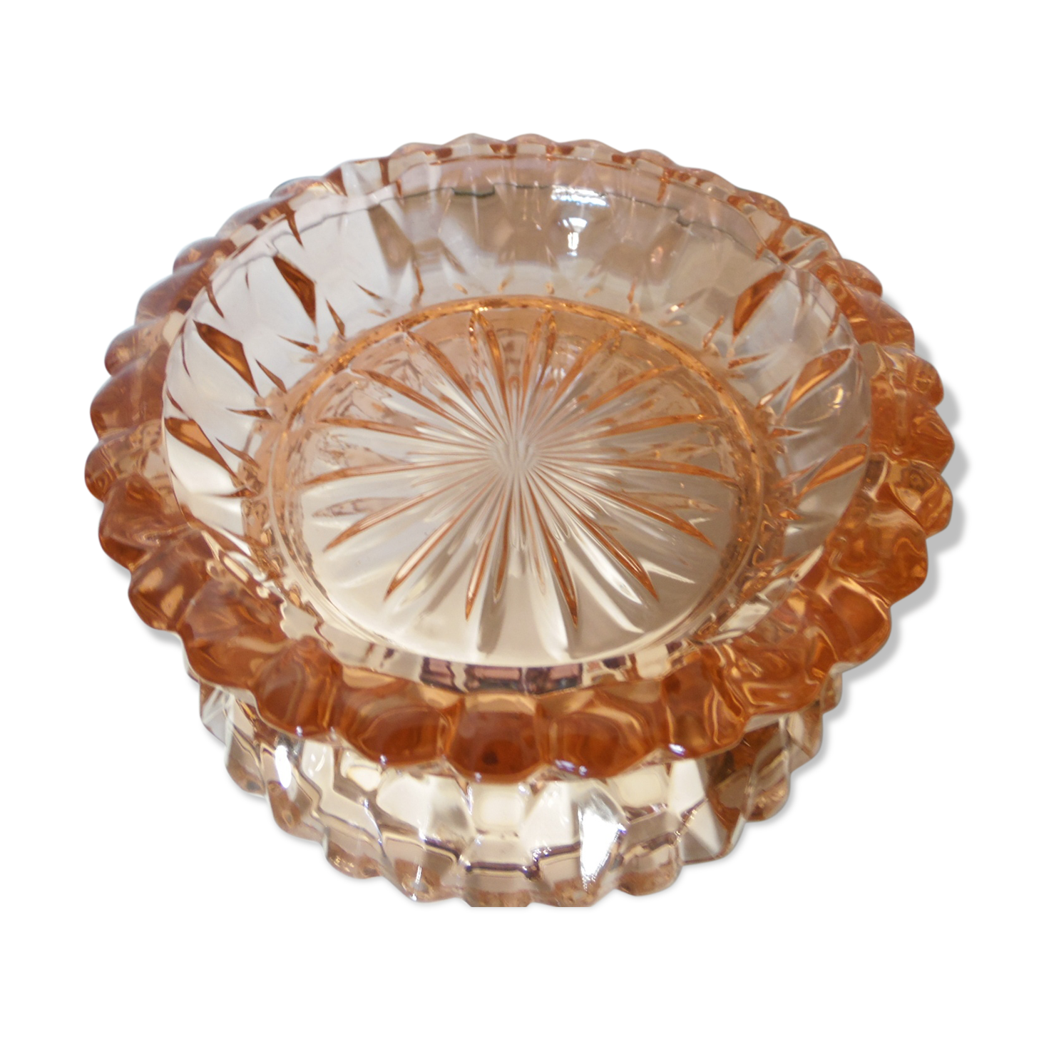 Polished glass ashtray pink blush