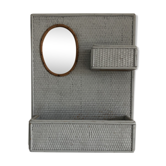 Rattan mirror shelf