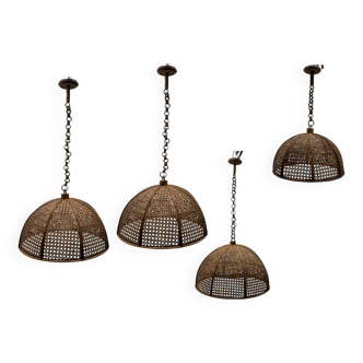 Vintage Italian Rattan Lights Set of 4 1960’s