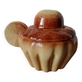 Brioche-shaped slipware pot/sugar bowl