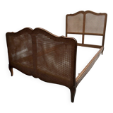 Ancien lit en bois et cannage