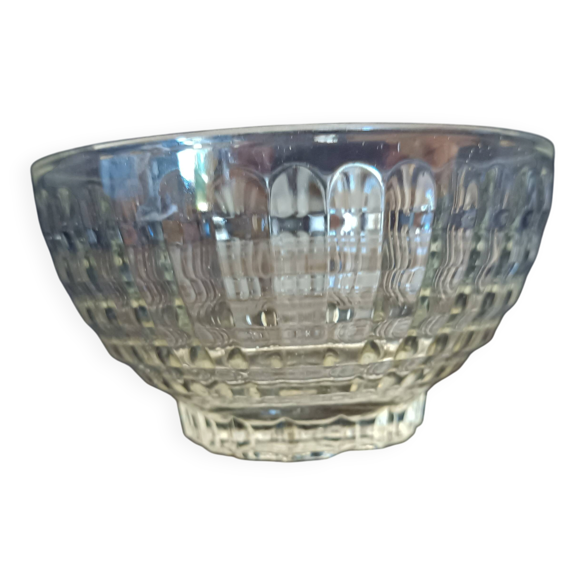 Coupelle ancien bol en verre moulé transparent