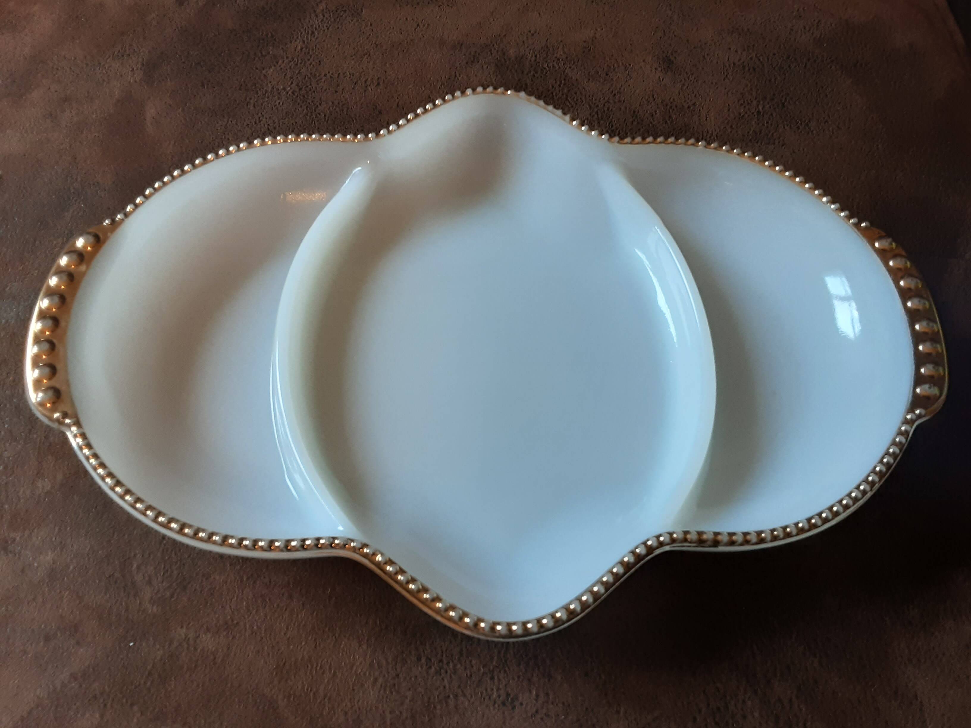 Oven Fire King ware opaline compartment dish