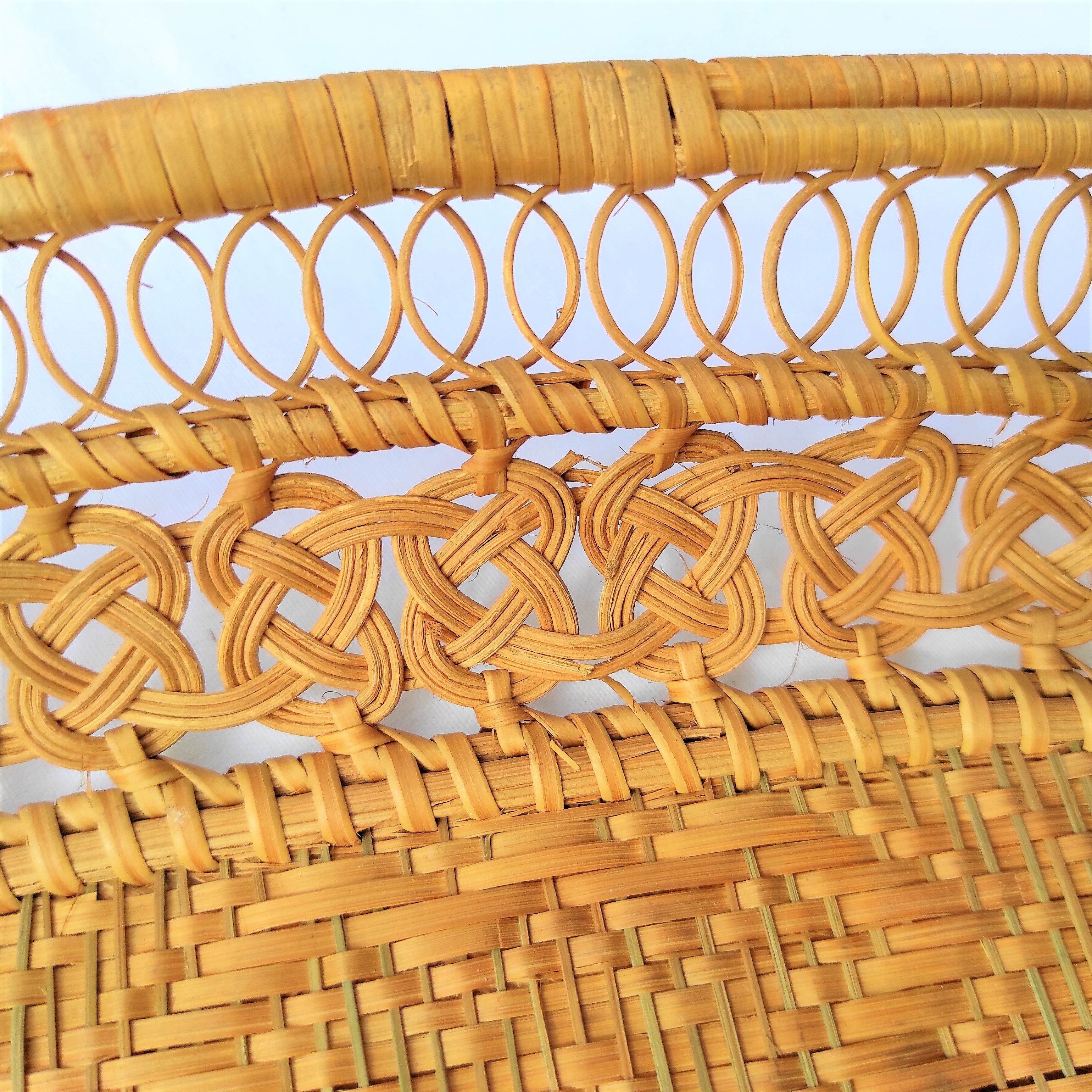 very old bread basket or fruit woven wicker woven in early 1900