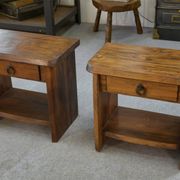 Brutalist pair of nightstands in solid elm by Aranjou 1960