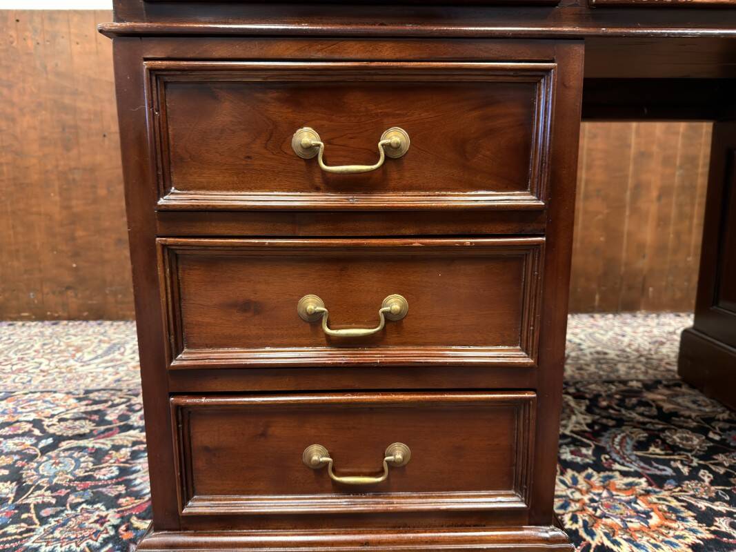 Classic English Desk with Green Leather