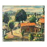 Tableau HST "Paysage à la rivière" signé début XX° siècle