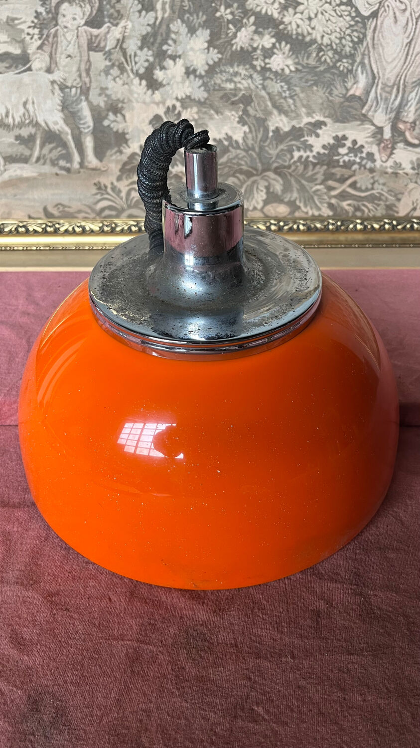 Orange globe pendant lamp 80s