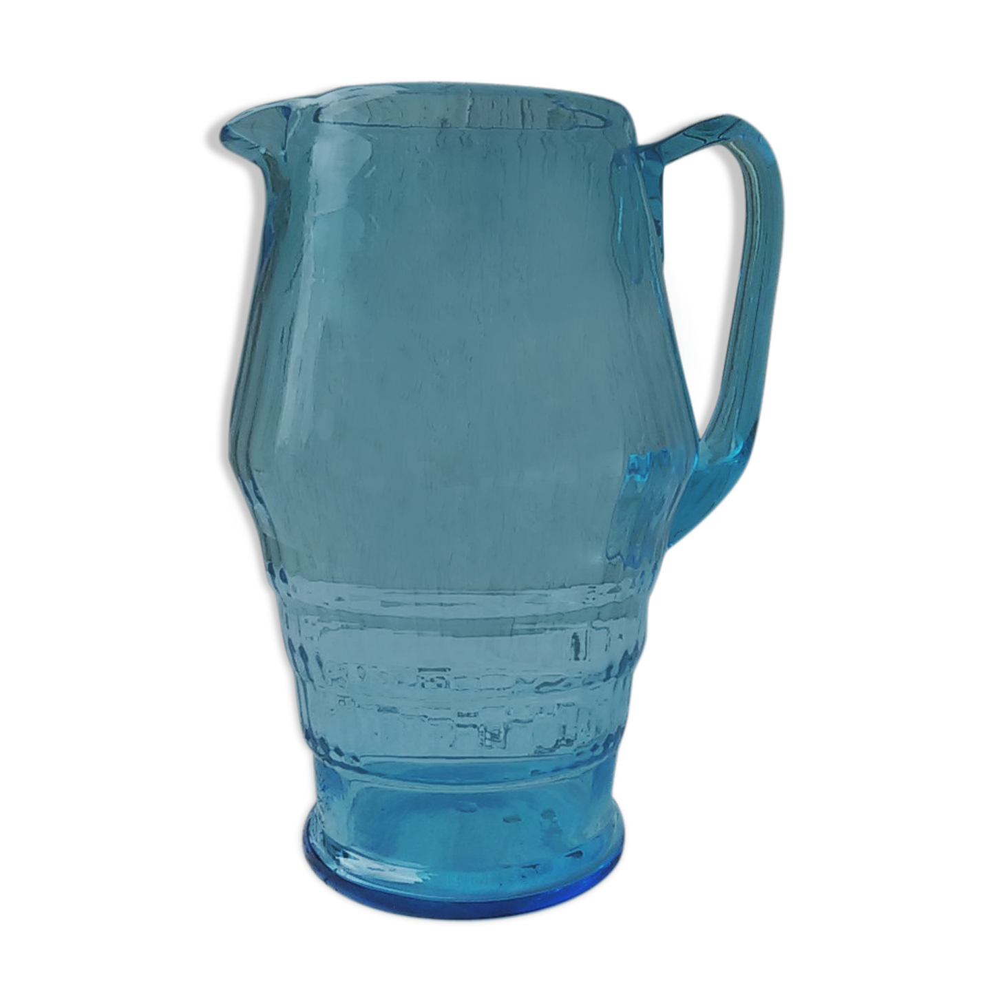 Art deco pitcher in blue glass