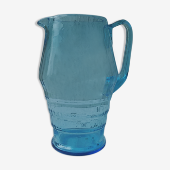 Art deco pitcher in blue glass