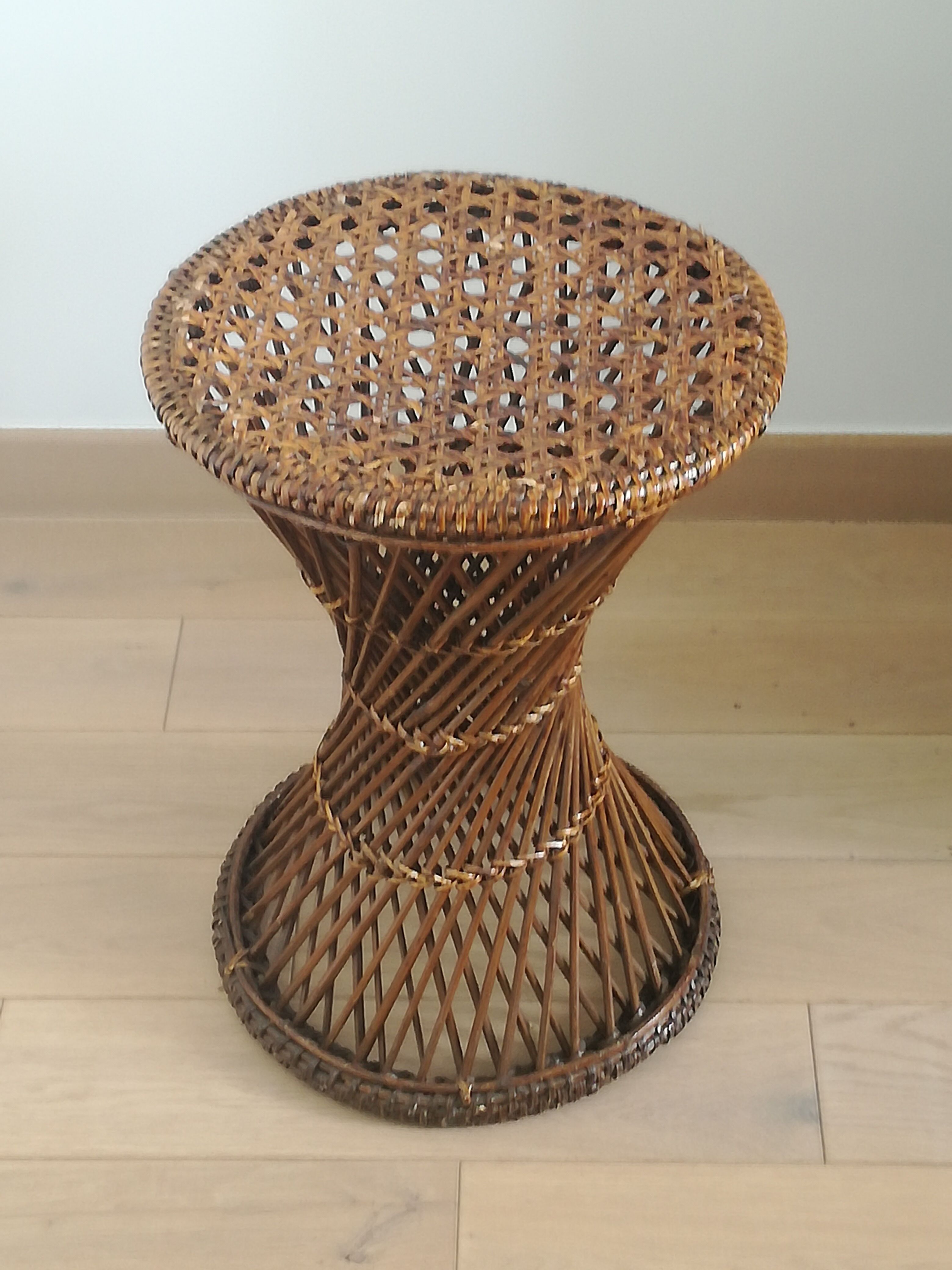 Diabolo model vintage rattan stool