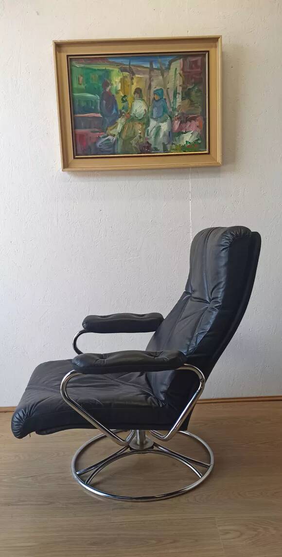 Scandinavian design leather armchair 70s