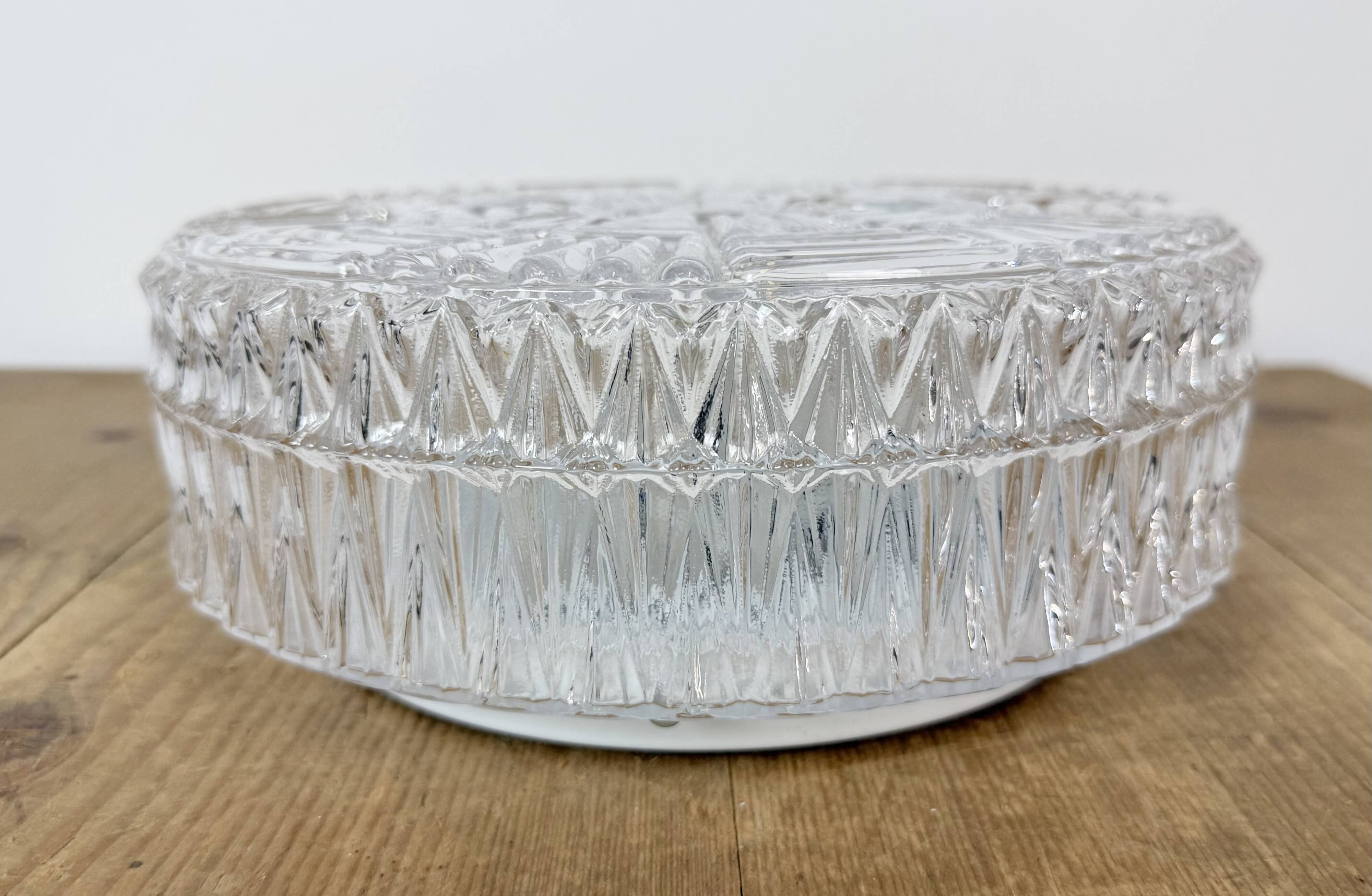Vintage Glass Wall or Ceiling Light, 1970s