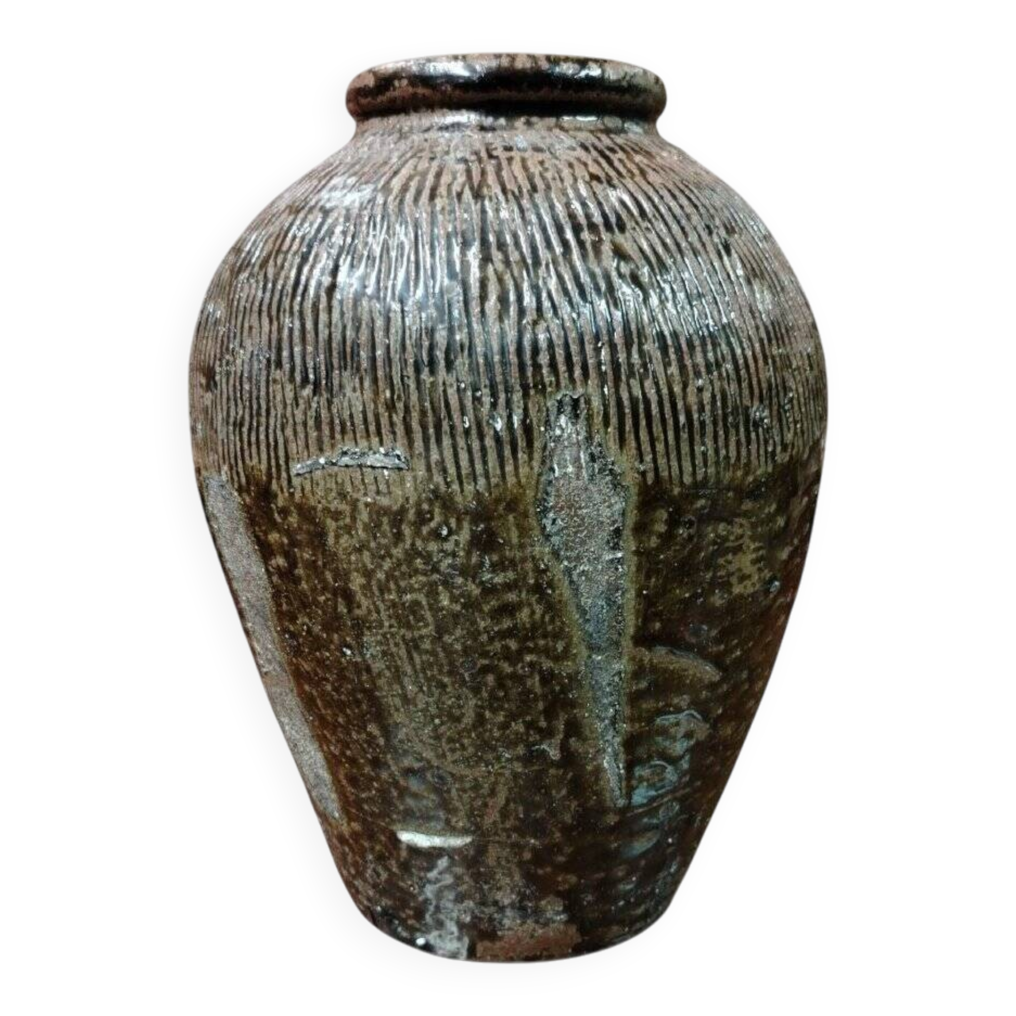 Ancient wine jar in enamelled stoneware, China, 19th century.