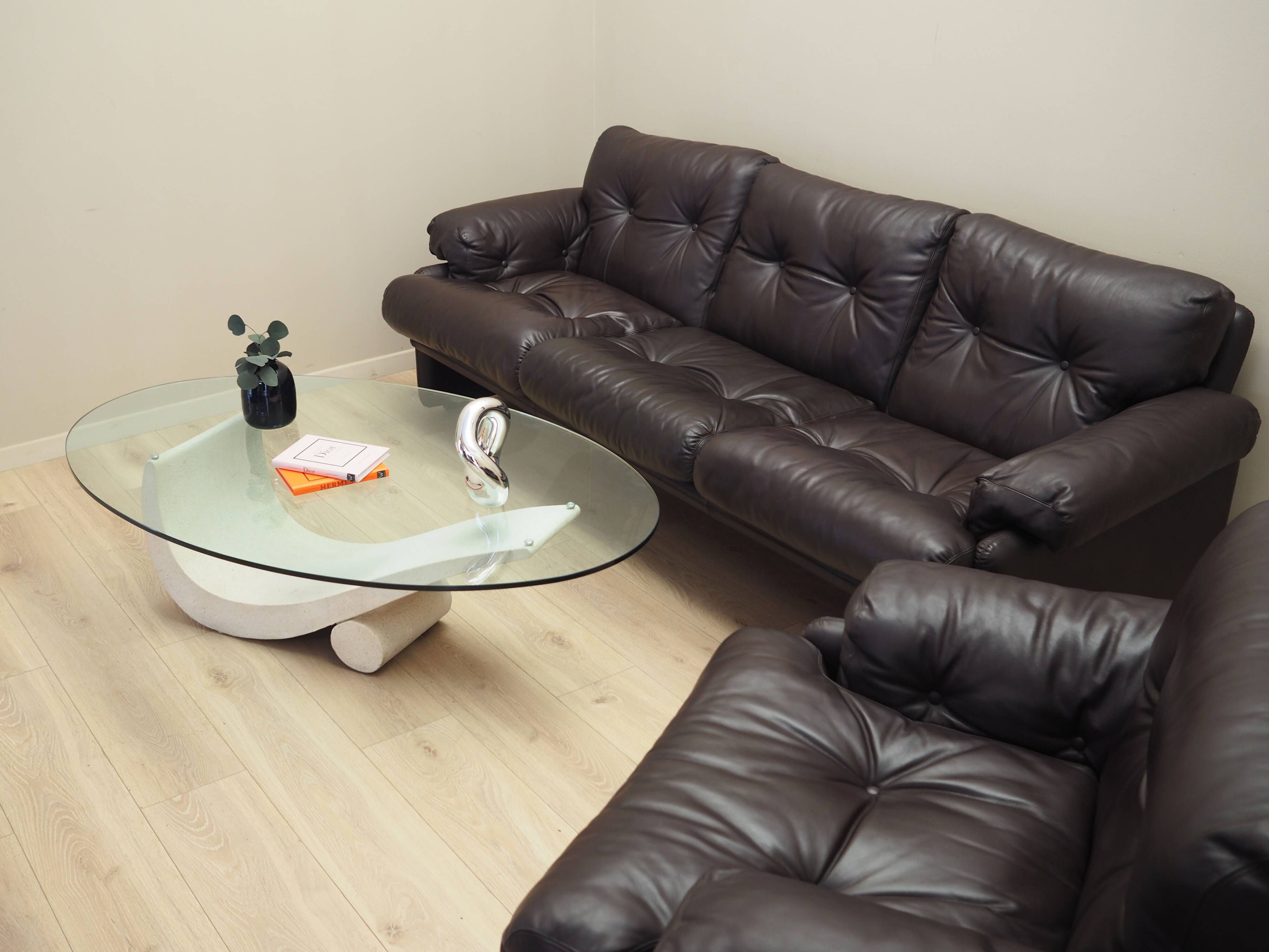 Ensemble de salon en cuir, design italien, années 1960, fabricant : B&B Italia, d