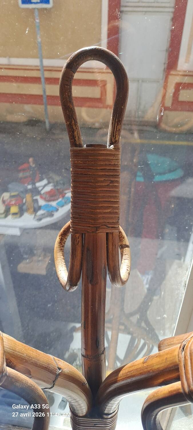 1950s rattan coat rack