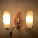 Mid Century Modern double opaline glass wall sconce