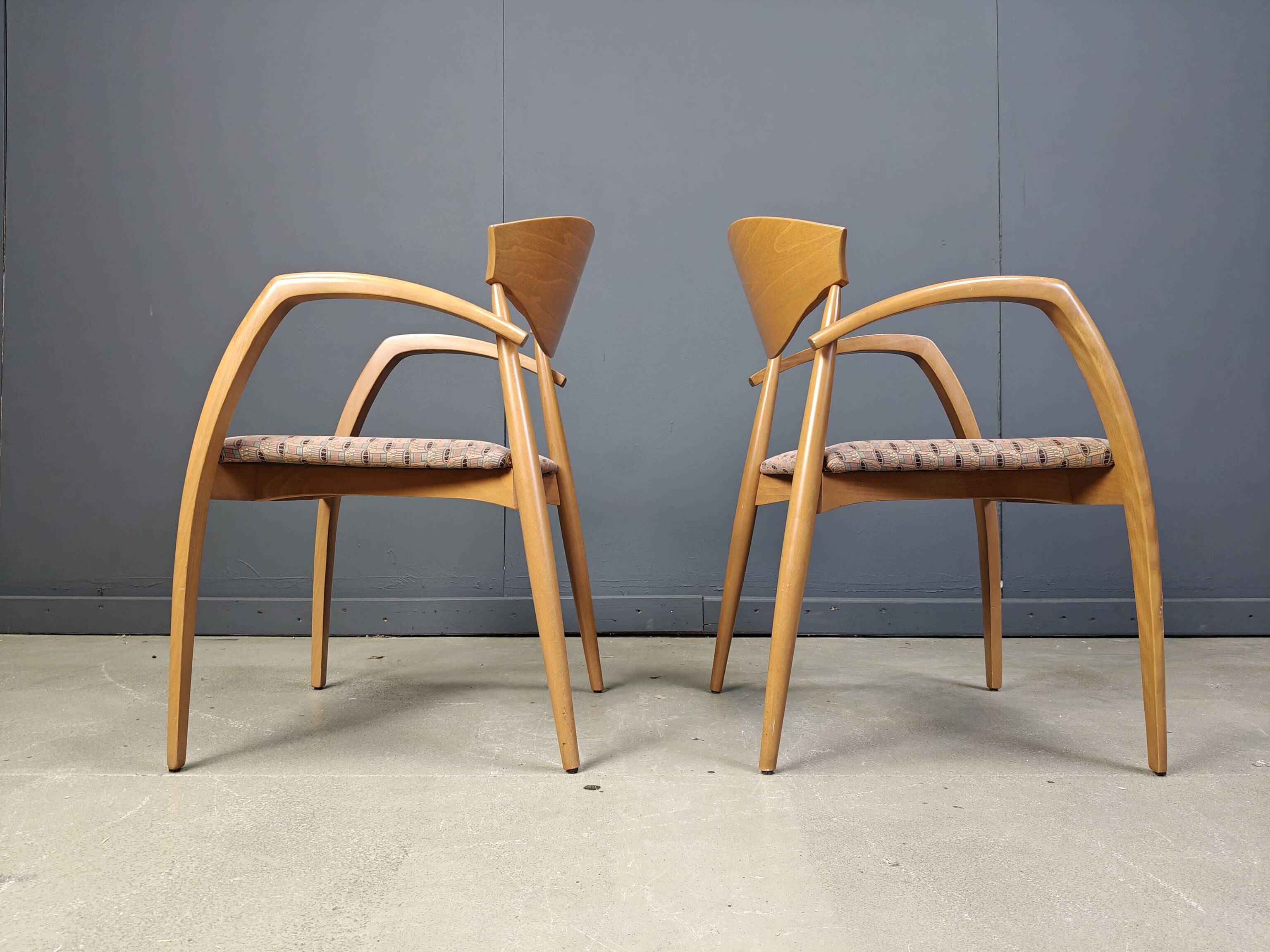 Vintage spanish wooden  armchairs, 1990s set of 6