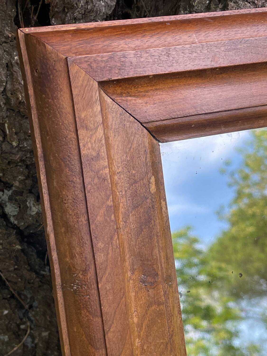 Antique solid wood mirror