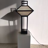 Japanese lamp in black lacquered wood and rice paper H:75cm