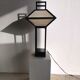 Japanese lamp in black lacquered wood and rice paper H:75cm