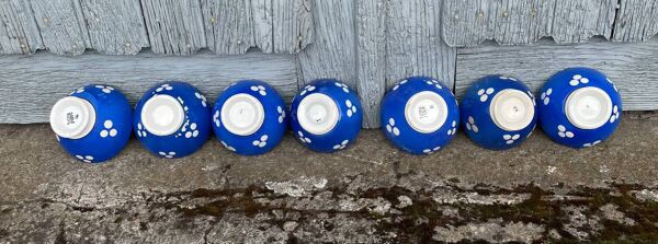 7 mini bol à café decor motif petits pois bleus