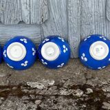 7 mini coffee bowls with blue polka dot decoration