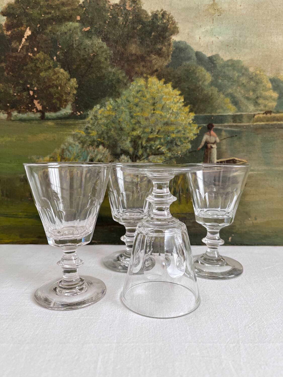 4 antique crystal wine glasses Caton Saint Louis Baccarat