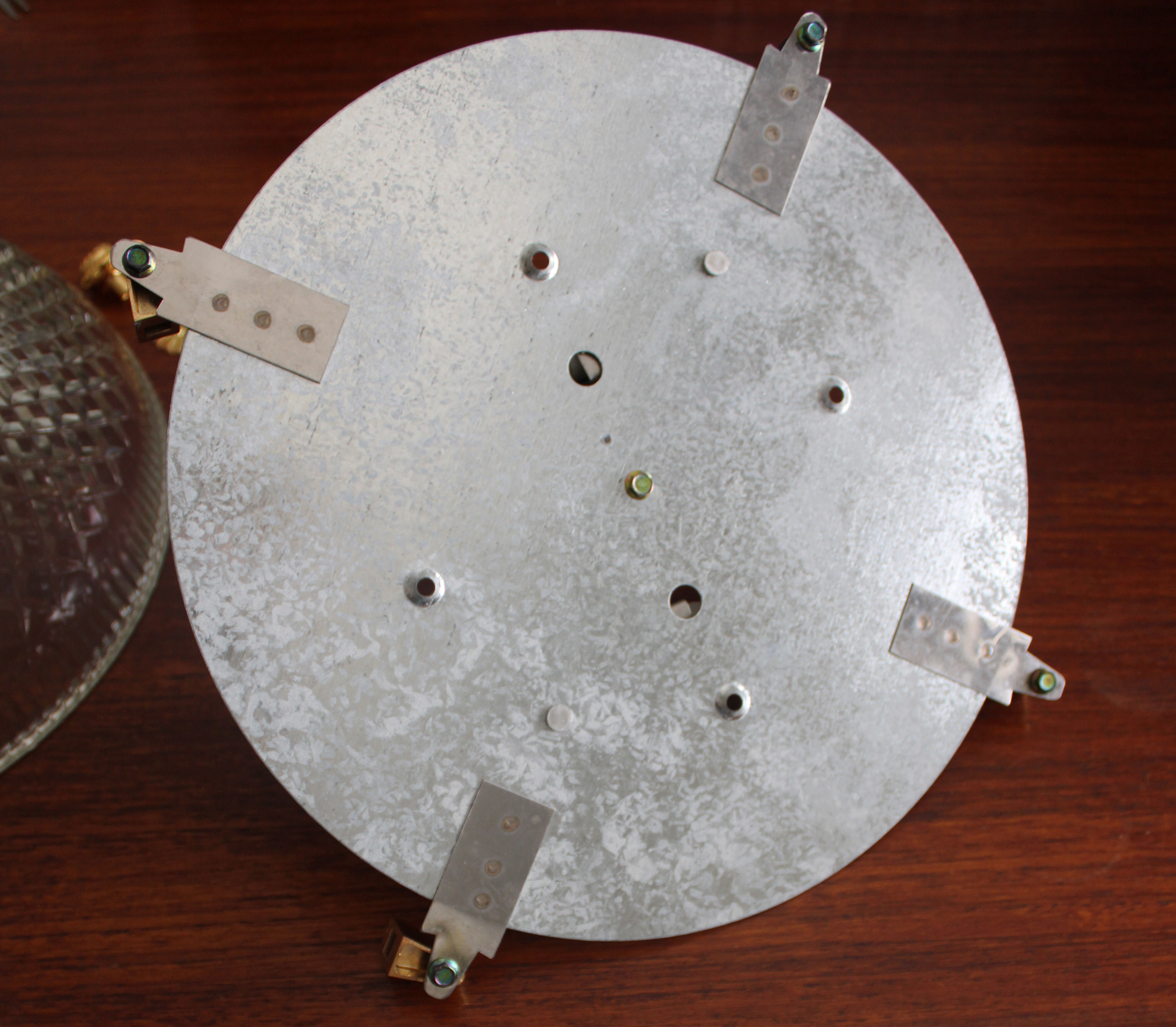 Brass ceiling light with moulded glass
