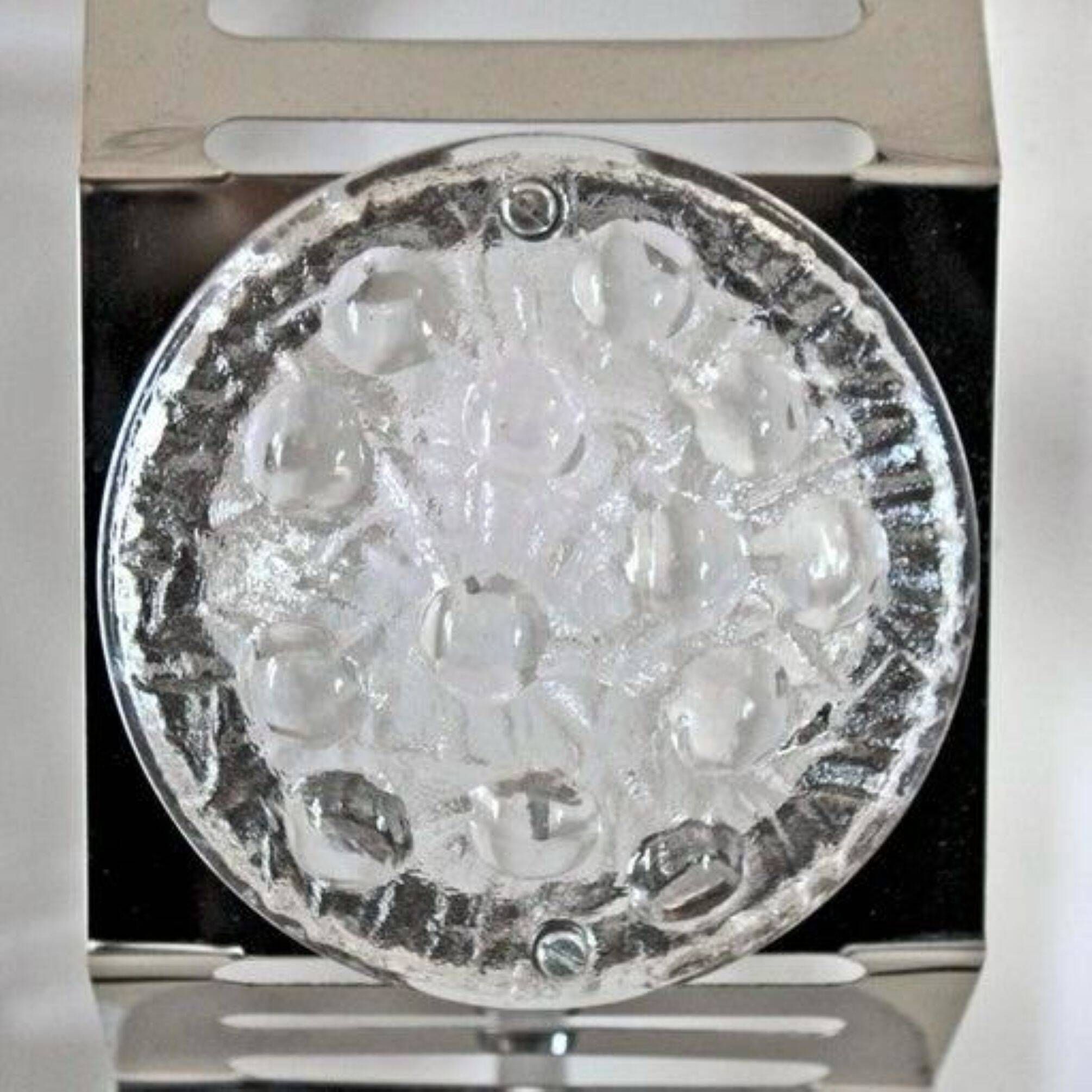 1970s Space Age Chromed Pendant Lamp by AV Mazzega, Murano Glass