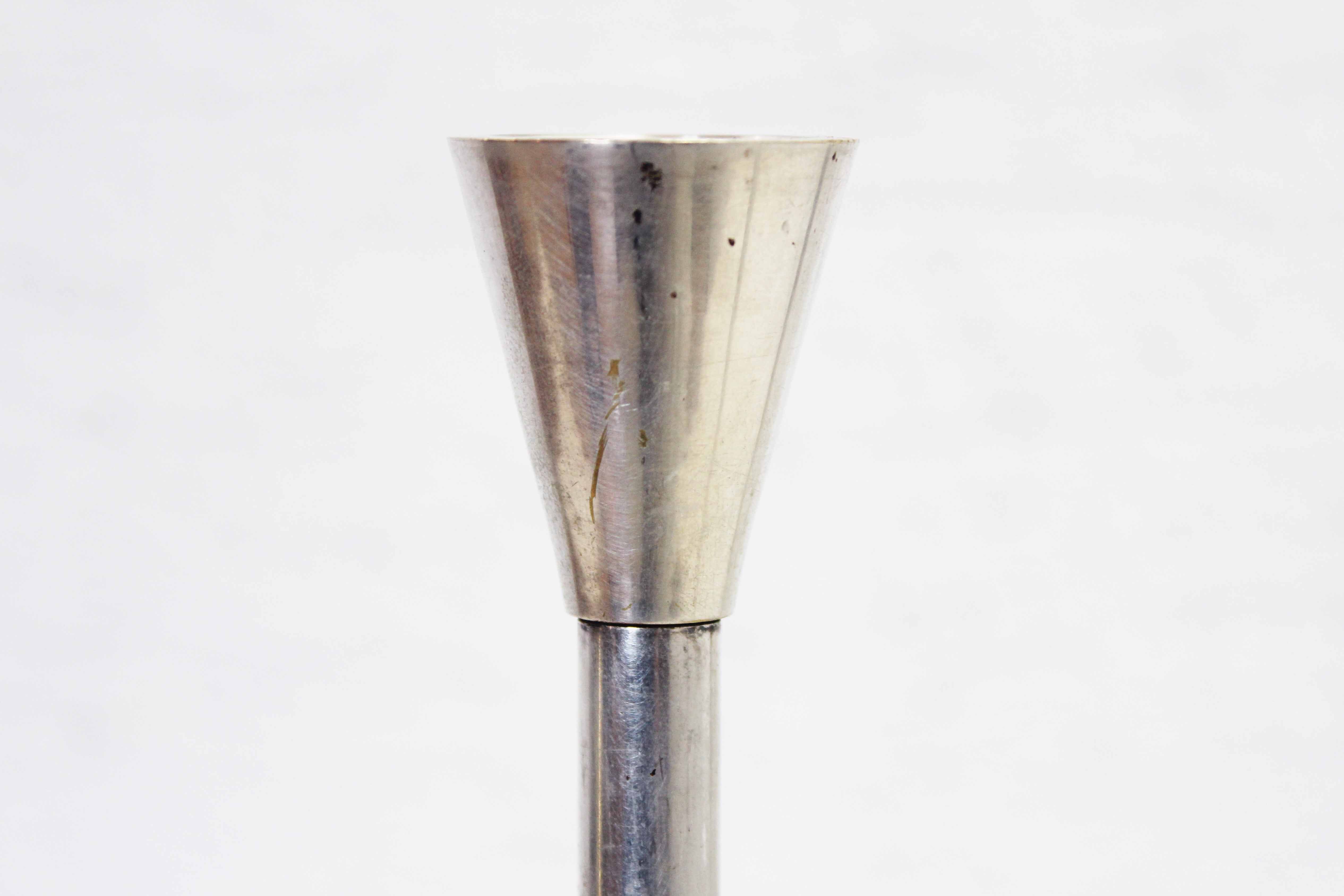 Set of 3 silver metal candle holders