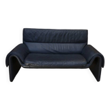 High-end black leather sofa, luxury De Sede sofa